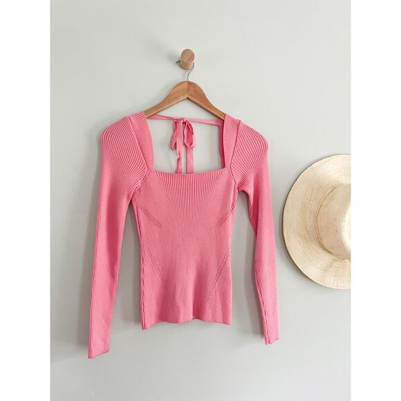 Anna October | Square Neck Sweater with Back Tie | Pink | Sz M - Picture 2 of 9